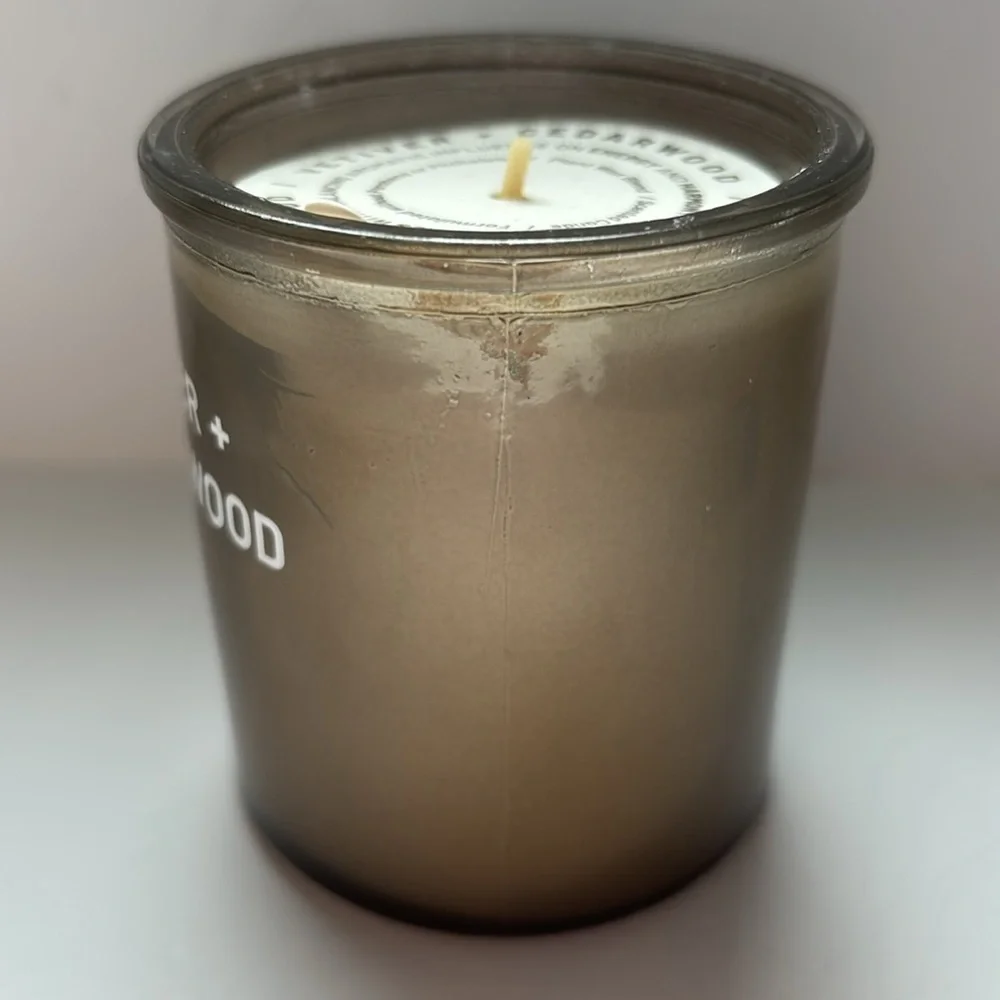 Project 62 Vetiver and Cedarwood Candle Glass Brown Jar